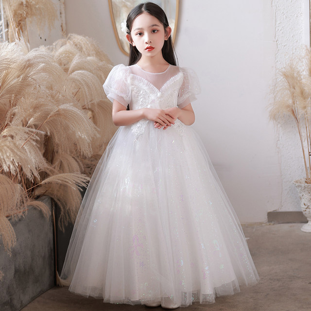 Dress girl princess skirt new long skirt flower girl wedding little girl wedding piano playing children's skirt gauze skirt