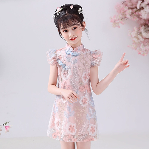Ципао, летняя одежда, китайская вышивка, летнее платье для девочек, новая коллекция, в западном стиле, с вышивкой, китайский стиль