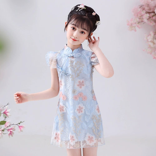 Ципао, летняя одежда, китайская вышивка, летнее платье для девочек, новая коллекция, в западном стиле, с вышивкой, китайский стиль