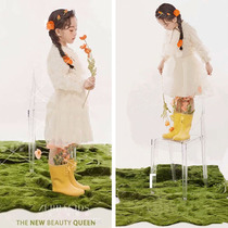 New childrens photography props transparent chair simulation lawn photo studio big childrens photo photo creative moss turf