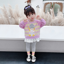Childrens clothing 2021 new spring and autumn girls foreign style two-piece Childrens Korean childrens suit female baby autumn clothes