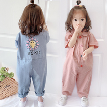 Baby girls jumpsuit summer thin childrens foreign clothes