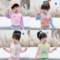 Female baby long sleeve T-shirt 2021 new spring and autumn childrens clothes foreign style coat childrens base shirt 3 girls autumn clothes
