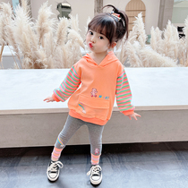 Girl set autumn 2021 New Net red Korean baby childrens leisure sweatpants loose two-piece set