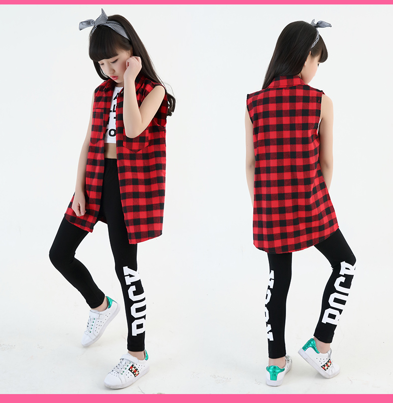 Khiêu vũ đường phố hip hop HIPHOP quần áo bé gái trang phục khiêu vũ quần áo jazz tiếp xúc với áo vest rốn mùa hè áo khoác trẻ em nữ
