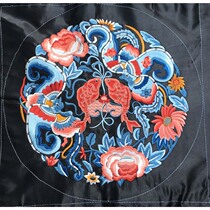 Round patch embroidery distressed old embroidery butterfly peony retro machine embroidery embroidery cloth