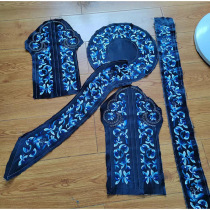 Hanfu cheongsam embroidered lace accessories webbing edge embroidery three blue edge collar edge embroidered fabric