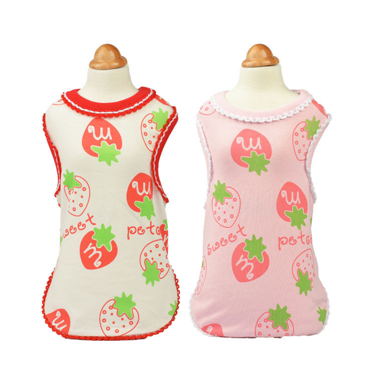 No Withdrawal Cute Strawberry Baby Kawoi Pets Little Vest Puppies Teddy Clothes Pets Spring Summer Clothes