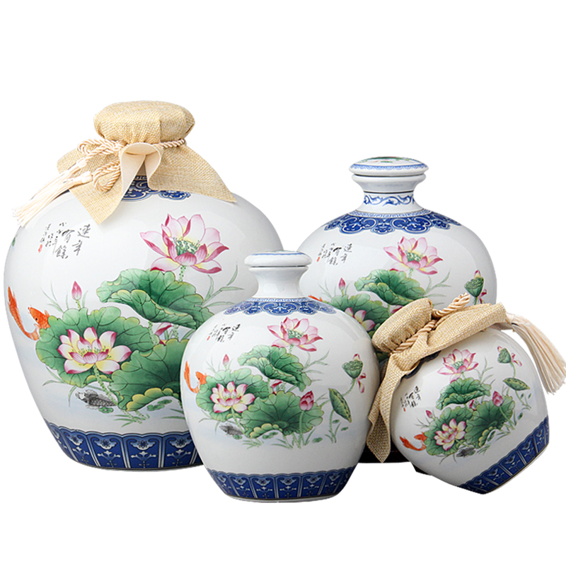 An empty bottle of jingdezhen ceramic 1 catty 2 jins of three jin of 5 jins of 10 jins creative decorative household hip flask sealed mercifully jars