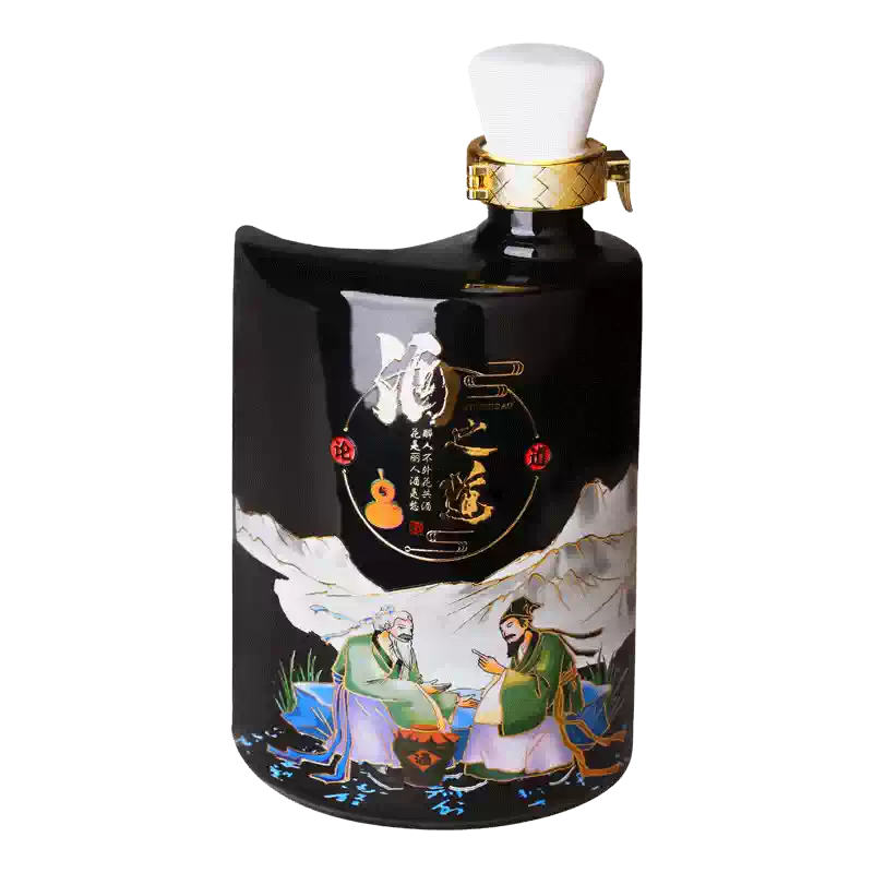 景德镇陶瓷空酒瓶1斤装黑白太极酒之道特色密封泡酒坛子酒壶酒具-淘宝