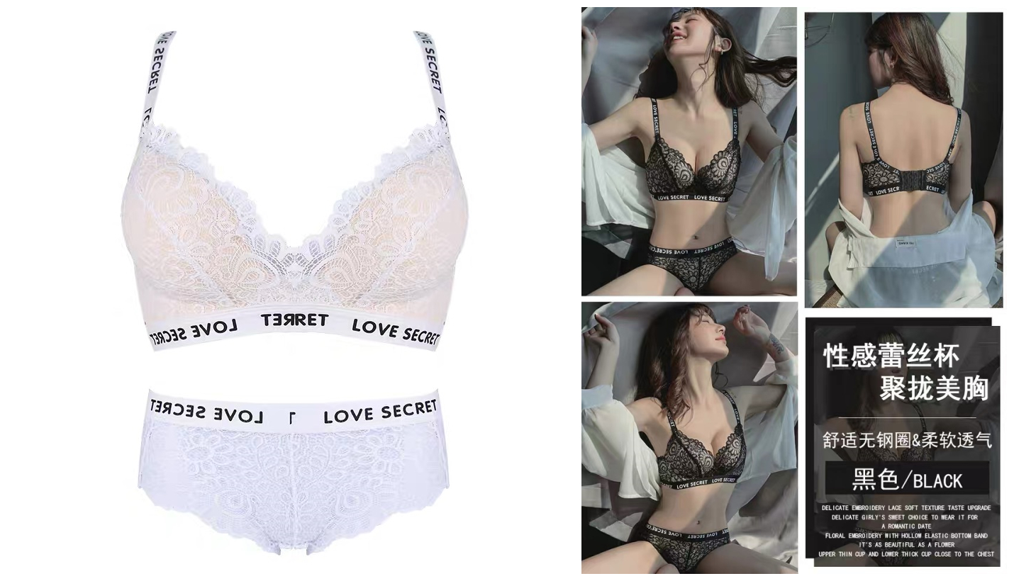 Ren đồ lót 2 mảnh bộ womens áo ngực thu thập được trong quần lót thép miễn sexy hoang mang sữa điều chỉnh vú dày ngực nhỏ.