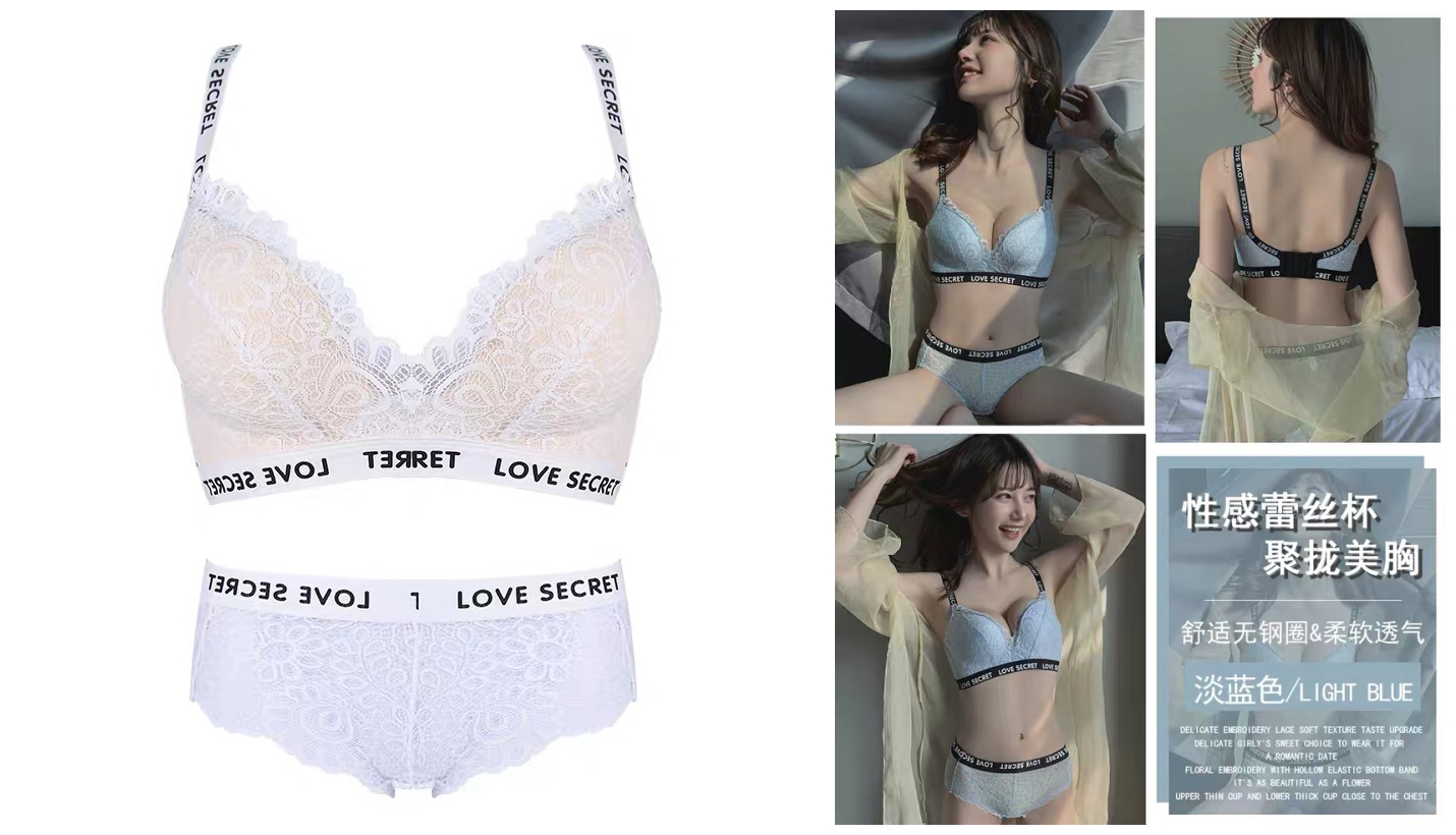 Ren đồ lót 2 mảnh bộ womens áo ngực thu thập được trong quần lót thép miễn sexy hoang mang sữa điều chỉnh vú dày ngực nhỏ.