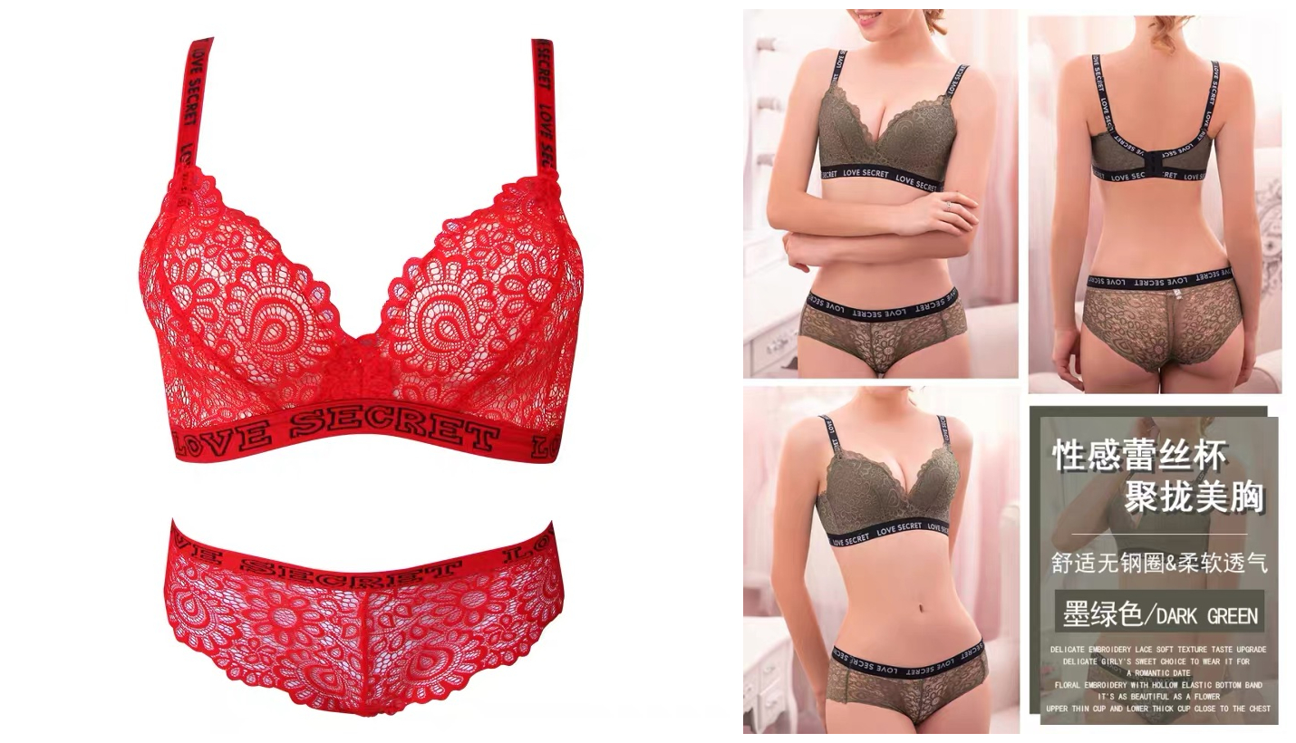 Ren đồ lót 2 mảnh bộ womens áo ngực thu thập được trong quần lót thép miễn sexy hoang mang sữa điều chỉnh vú dày ngực nhỏ.