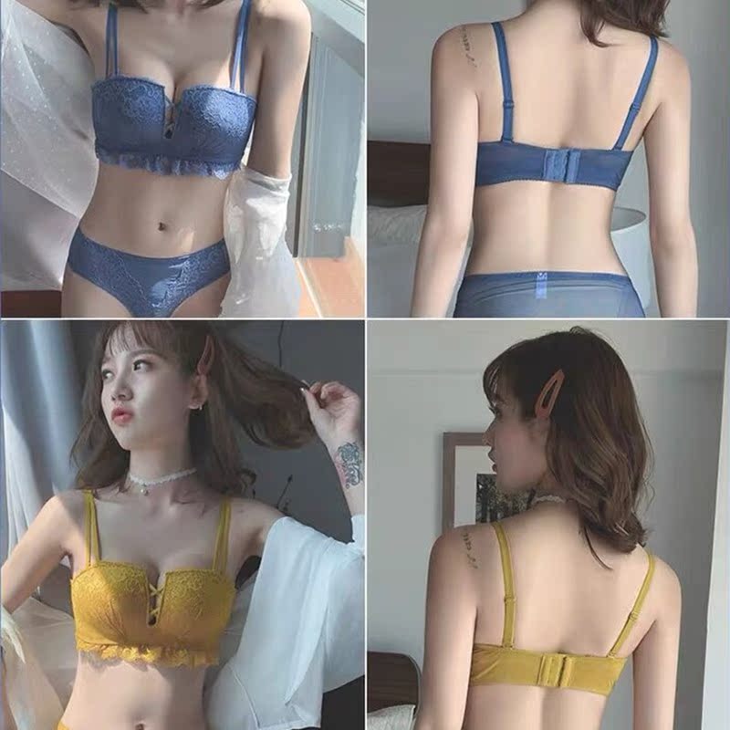 Sexy đồ lót nữ đồ lót ren một tập hợp các vòng thép miễn tụ tập để điều chỉnh chén kem áo ngực nhỏ.