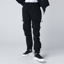 CyberJelly Leg Drawstring Pleated Stacking Design Adjustable High Waist Toiling Casual Pants Women