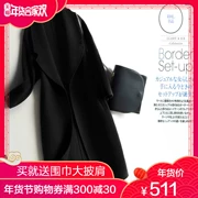 Áo khoác len hai mặt mới trong áo khoác len dài, cashmere, áo chống mùa, áo khoác dài màu đen