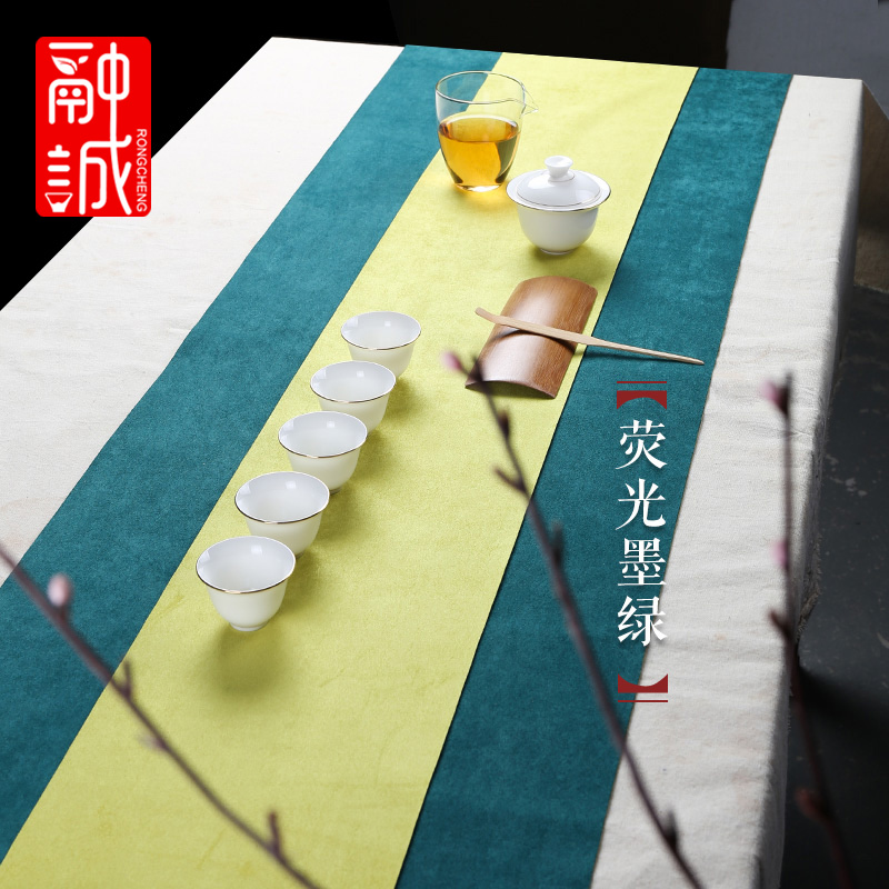 Deerskin flocking zen tea table tea art Chinese waterproof tea tray mat cotton and linen cloth table flag tea bamboo cloth