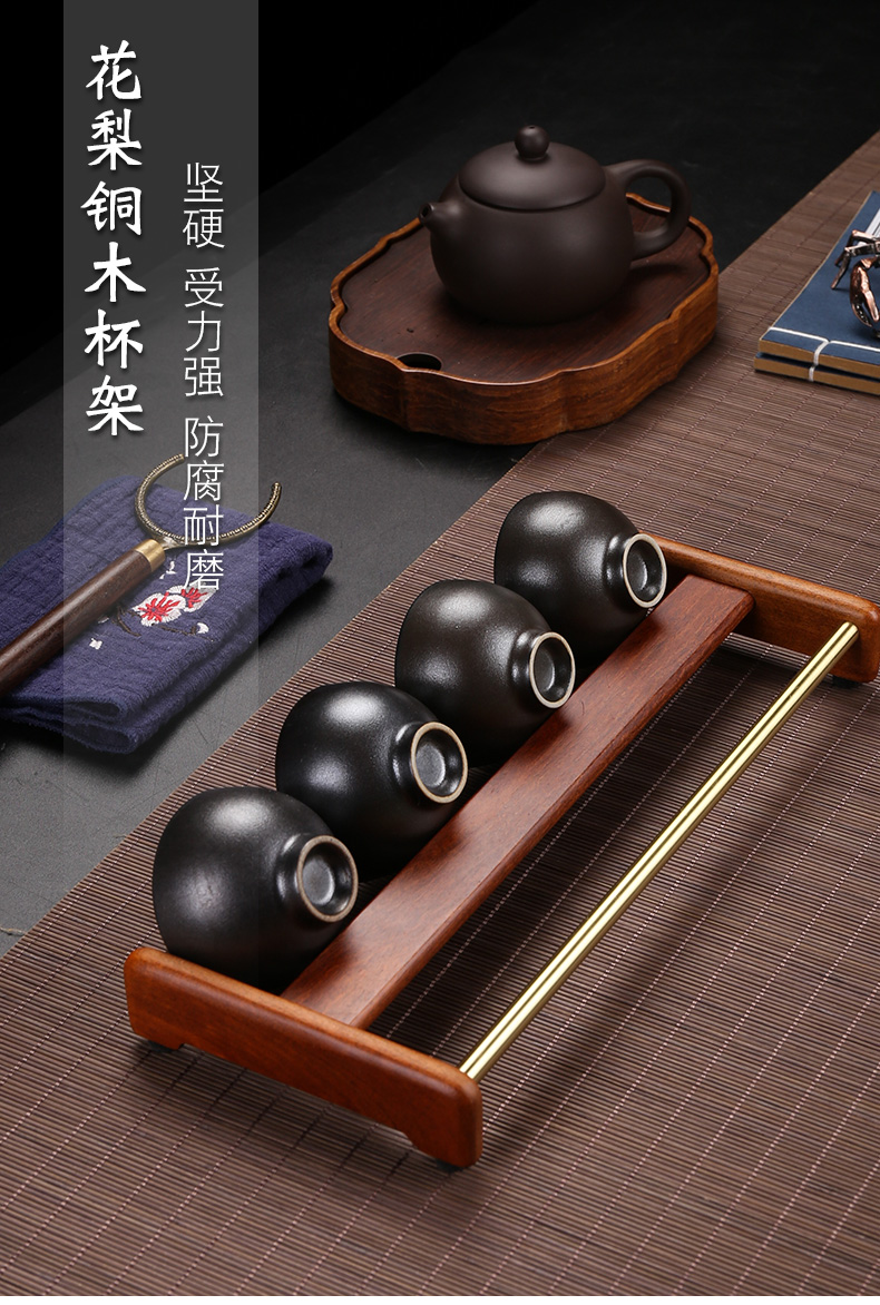 Ebony receive cup rack single solid wood drying shelf crossover vehicle cup tea set waterlogging under caused by excessive rainfall cup tea accessories