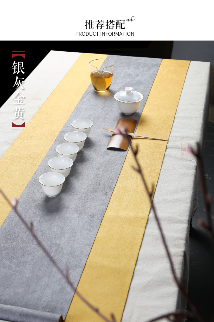 Deerskin flocking zen tea table tea art Chinese waterproof tea tray mat cotton and linen cloth table flag tea bamboo cloth