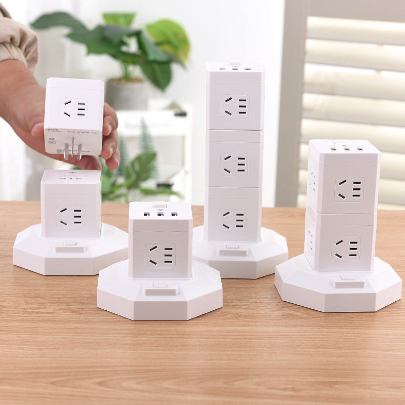 Creative Magic Cube Plug-in Socket USB Plug Vertical Tower Converter Multifunction Belt Line Student Dormitory Home