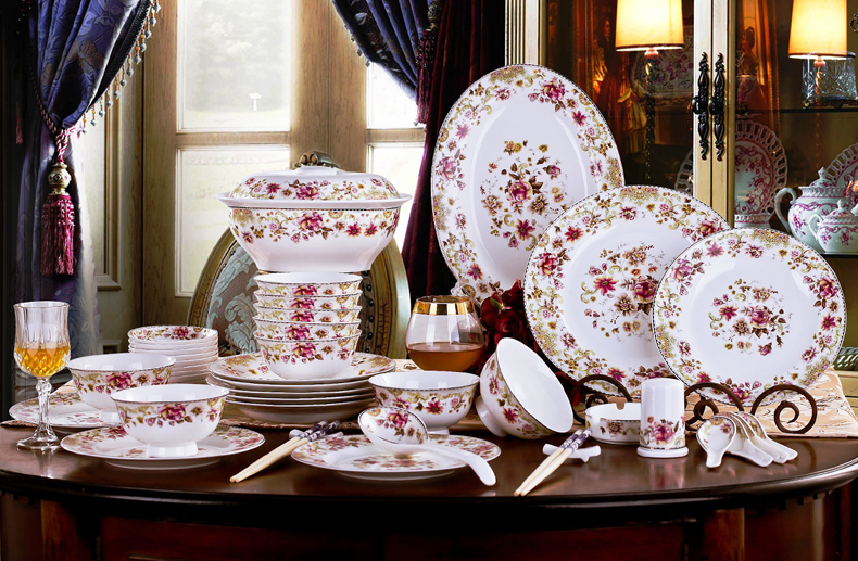 Dishes suit household combination of European jingdezhen ipads porcelain tableware Dishes chopsticks Chinese ceramic bowl Dishes for dinner