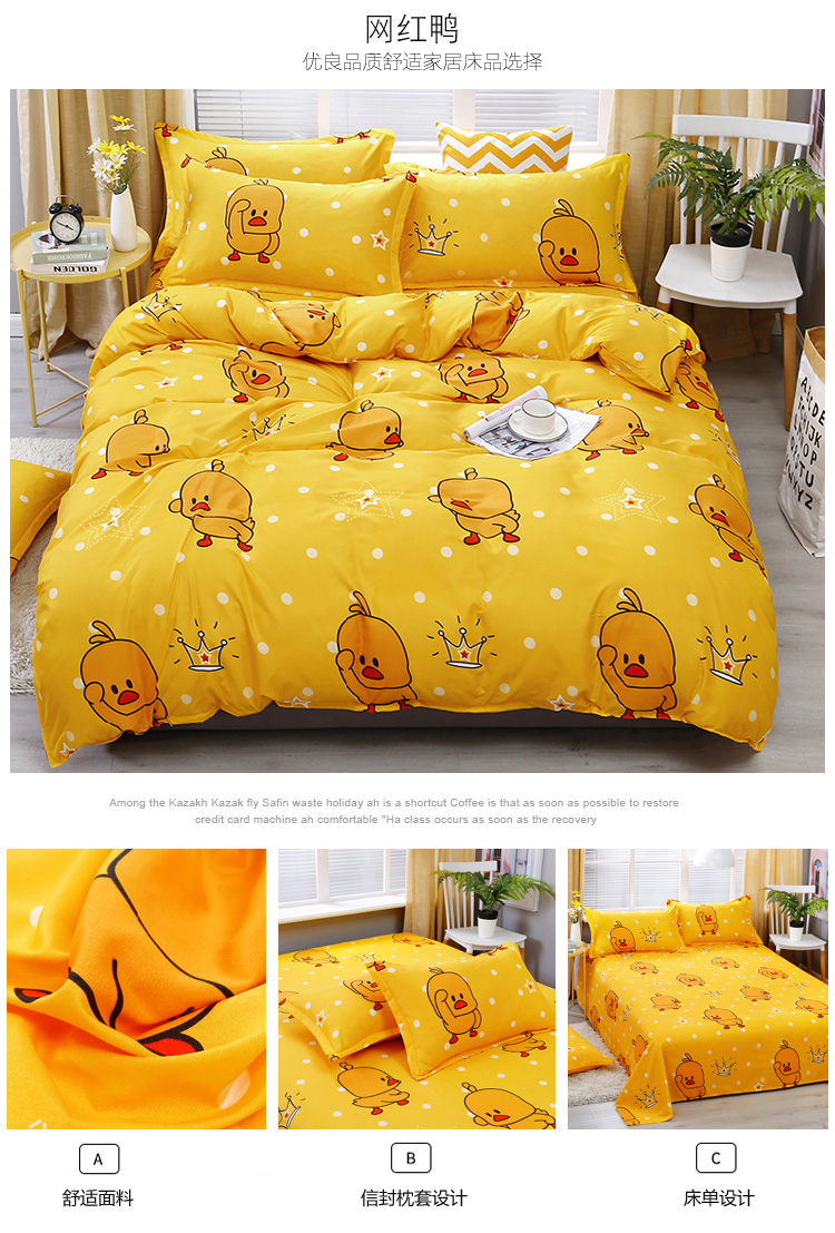 Cartoon cô gái tim lanh đỏ denim quilt 1,5 1,8 đàn ông độc thân ký túc xá Net và phụ nữ ba mảnh chăn - Khăn trải giường ga giường thun lạnh hàn quốc