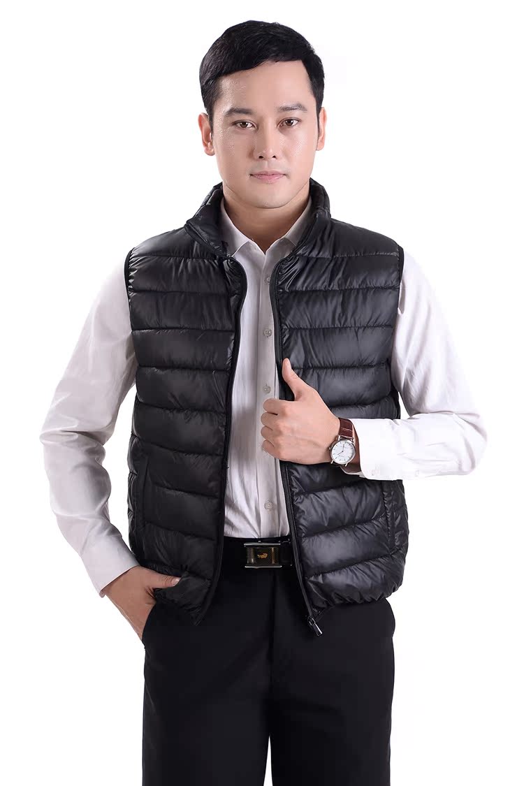 Áo vest nam cotton mùa thu đông dày trẻ trung xuống áo ấm cotton trung niên vest ngắn vest ngoài mặc áo ba lỗ trắng