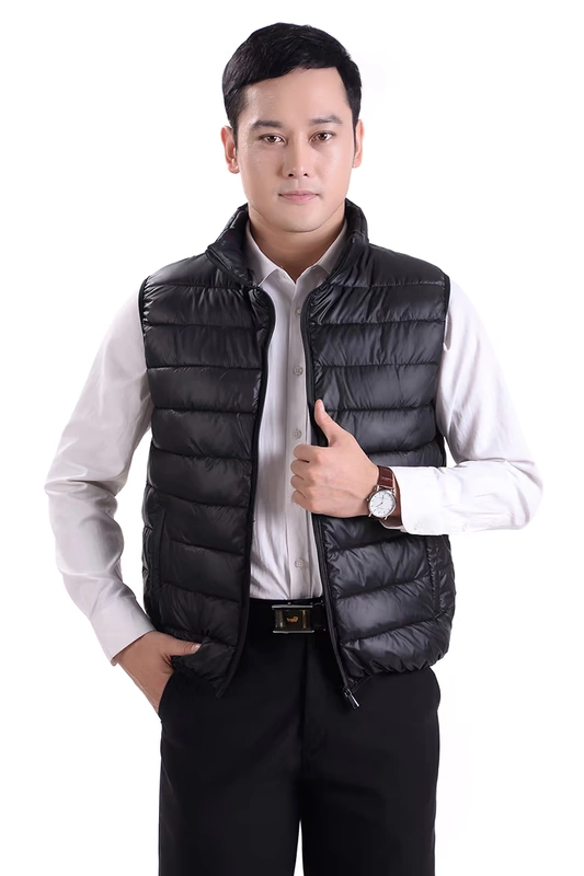 Áo vest nam cotton mùa thu đông dày trẻ trung xuống áo ấm cotton trung niên vest ngắn vest ngoài mặc áo ba lổ