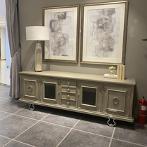American light and luxurious solid wood TV cabinet Living room Small family Dining Side Cabinet Metal Feet Designer Nordic Modern Minimalist Wind