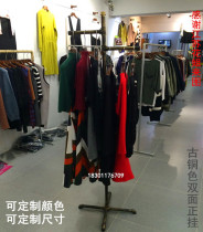 Clothing display rack Vintage floor coat rack Clothing store is hanging wrought iron womens store high-grade water pipe hanger
