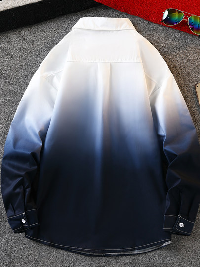 Camisas de manga larga de otoño para hombres, hermosos estilos de primavera y otoño, camisas de marca de moda de alta gama, chaquetas para niños, ropa degradada para hombres