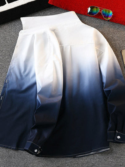 Camisas de manga larga de otoño para hombres, hermosos estilos de primavera y otoño, camisas de marca de moda de alta gama, chaquetas para niños, ropa degradada para hombres