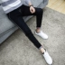 Mùa hè đen kéo dài chín điểm quần jeans nam phiên bản Hàn Quốc của quần tu luyện 9 điểm chân quần thủy triều nam mỏng phần quần nam - Quần jean áo nam đẹp Quần jean