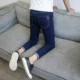 Mùa hè đen kéo dài chín điểm quần jeans nam phiên bản Hàn Quốc của quần lọt khe quần thủy triều quần nam 9 điểm bút chì quần nam quần ống suông nam