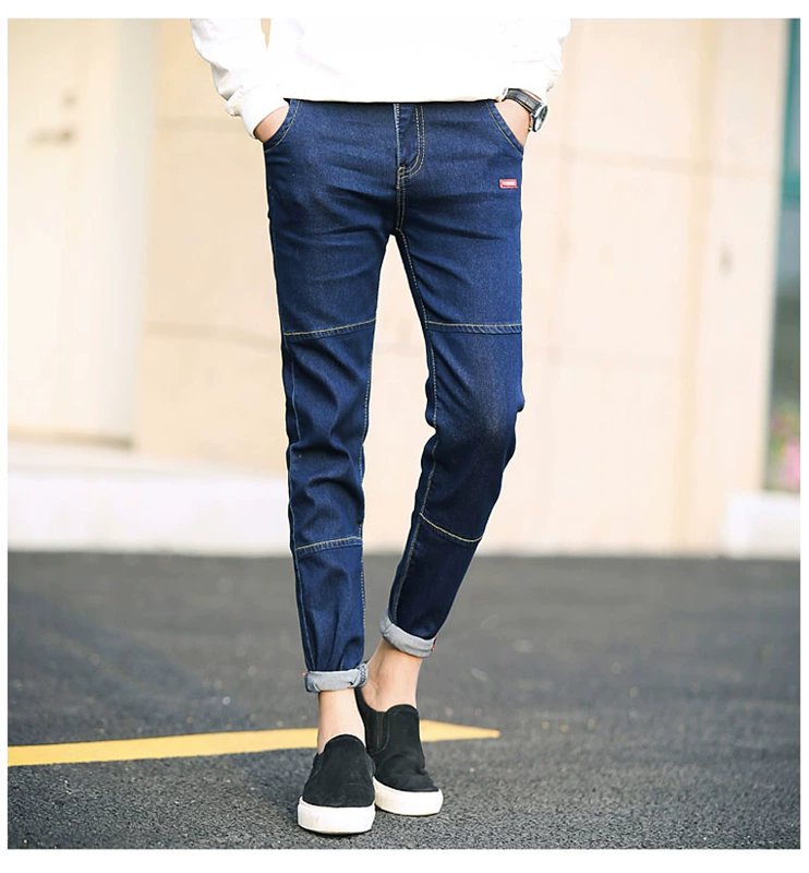 Mùa hè đen kéo dài chín điểm quần jeans nam Phiên bản Hàn Quốc của quần lọt khe xu hướng quần áo nam 9 điểm quần nam - Quần jean