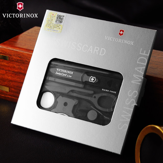 ດັ້ງເດີມແທ້ຈິງ Swiss Army Knife Victorinox Card Knife 0.7333.T3 (ສີດໍາໂປ່ງໃສ) ມີດບັດ multifunctional Swiss Knife