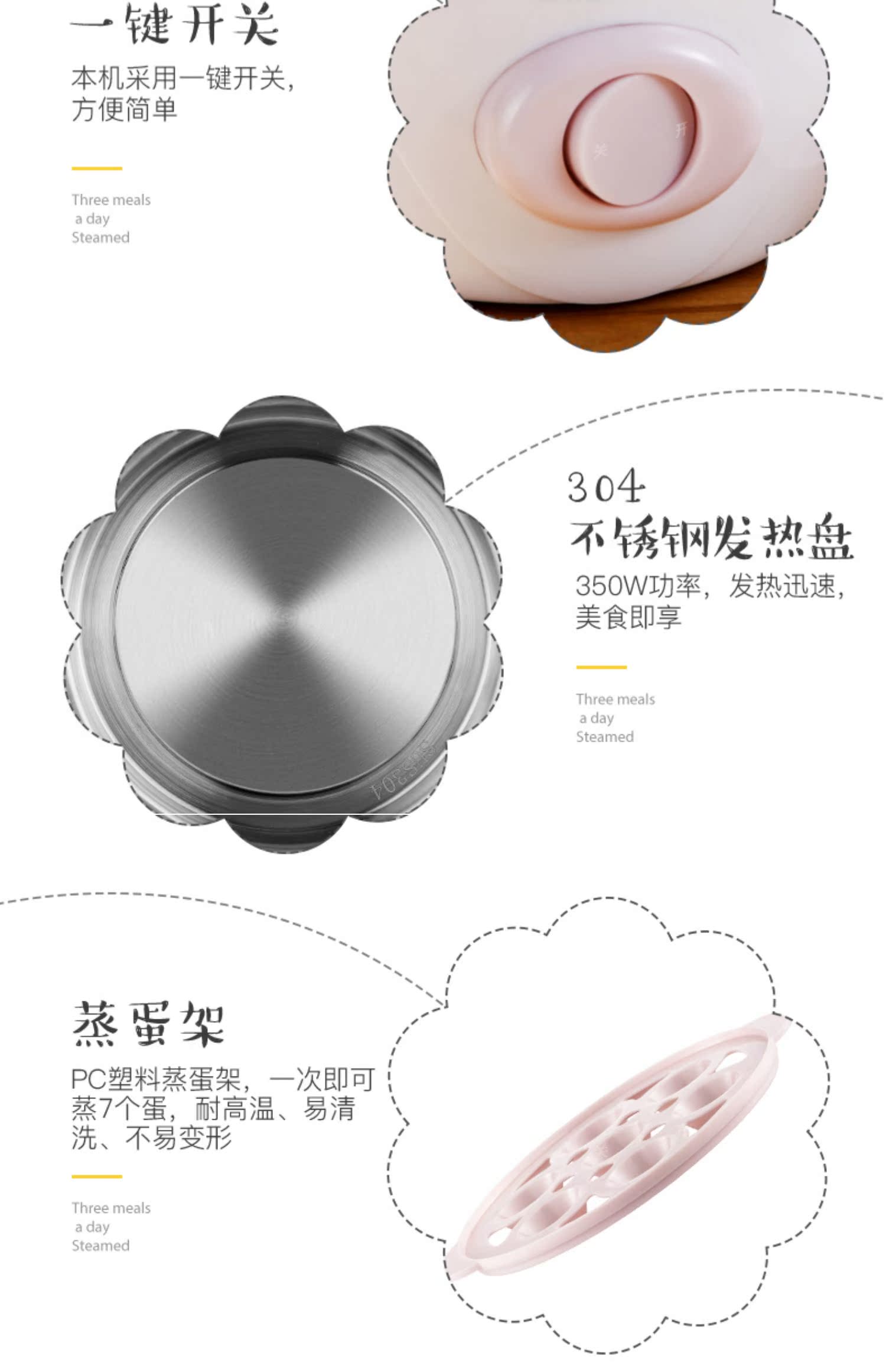 nồi lẩu mini hàn quốc Rongshida hai lớp nồi trứng mini mini đa chức năng máy luộc trứng nhỏ tự động tắt trứng hấp - Nồi trứng nồi lẩu mini cắm điện