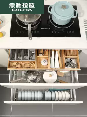 Yichi integral cabinet basket 304 stainless steel double tools kitchen bowl basket drawer type storage rack