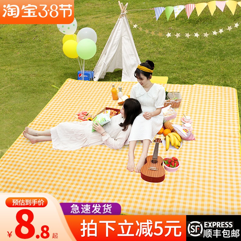 Spring tour outdoor picnic mat supplies beach tent mat ins wind net red moisture proof mat outing portable picnic cloth