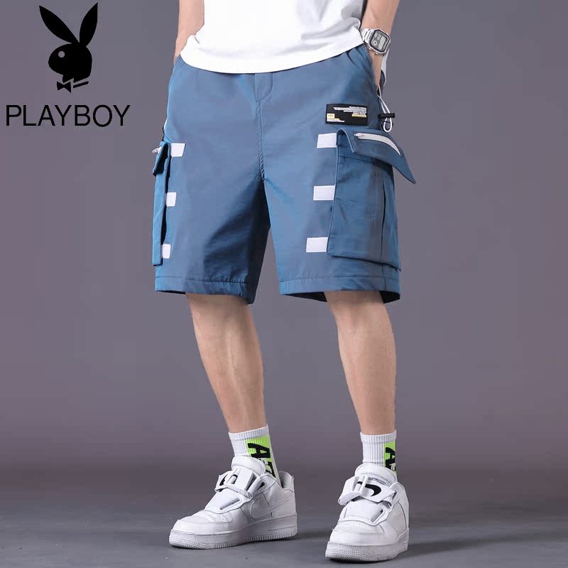 Playboy màu gradient bảo hộ lao động đầy màu sắc quần short bé trai laze ins phản chiếu thương hiệu thủy triều lỏng giản dị quần năm điểm