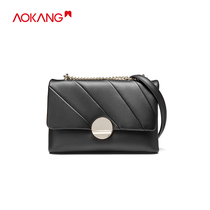 Aokang womens bag leather shoulder bag new small fragrant wind chain bag fashion leisure leaping small square bag shoulder bag tide