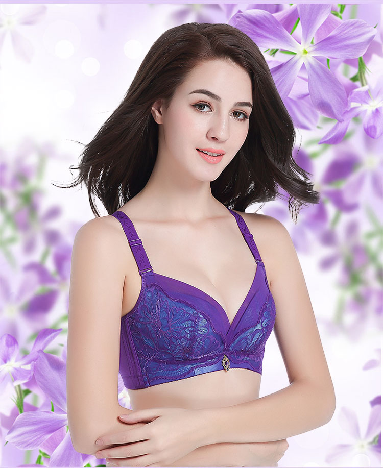 Không có vòng thép tập hợp áo ngực cô gái nhỏ ngực dày ren gợi cảm nhận sữa trên đồ lót điều chỉnh áo nâng ngực