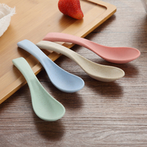 Eco-friendly wheat creative cute spoon Coffee dessert rice spoon Mixing spoon Childrens spoon 4-color tableware set