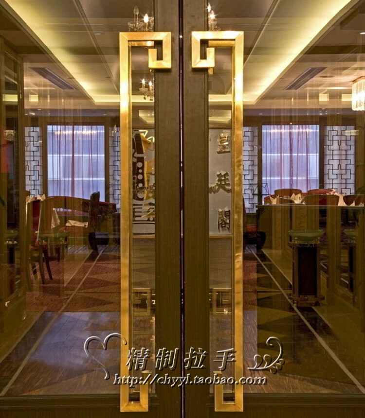 Stainless steel square pipe handle glass door handle wood door handle modern large handle Chinese large door handle