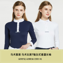 Equestrian clothing women Spring and Autumn long sleeve quick-drying stand collar polo shirt equestrian suit Knight T-shirt top