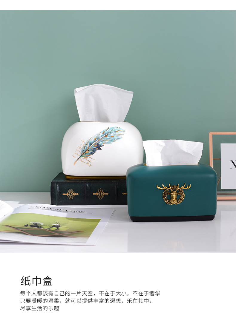 Nordic tissue box, smoke box home sitting room tea table napkin box of American ceramic restaurant bedroom paper boxes