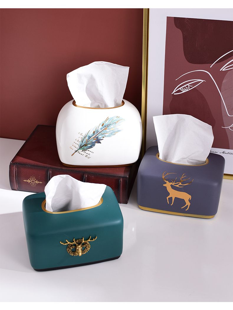 Nordic tissue box, smoke box home sitting room tea table napkin box of American ceramic restaurant bedroom paper boxes