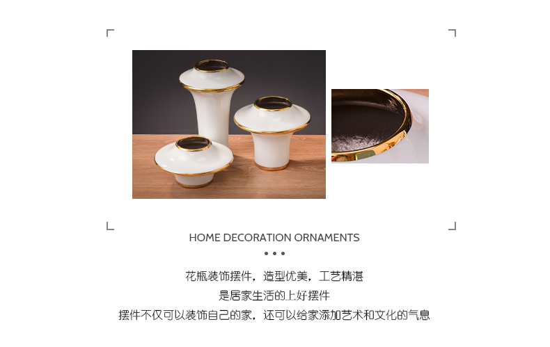 Jingdezhen gold - plated flying saucer ceramic vases, dried flowers, flower arrangement of new Chinese style household decorative furnishing articles of I and contracted