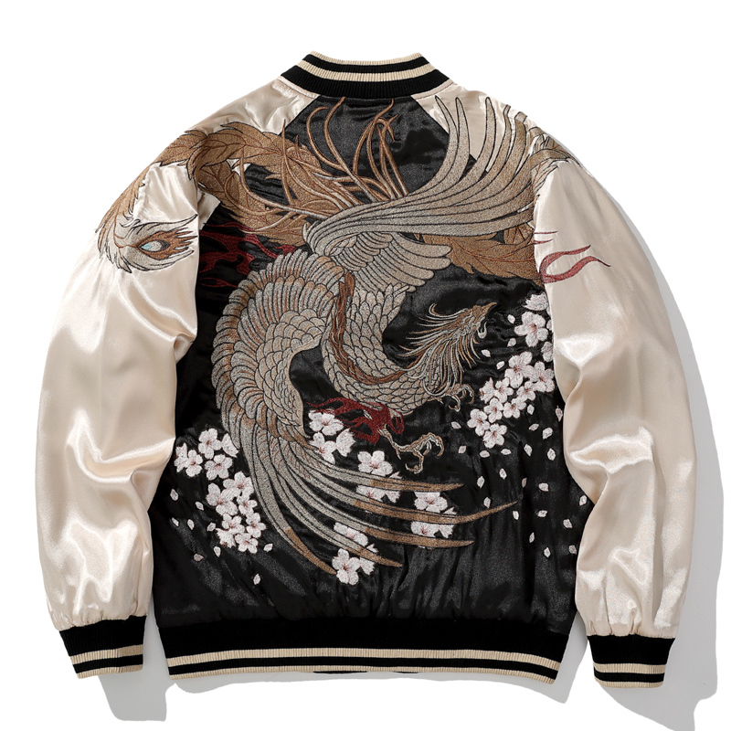 Spring and Autumn New Model Suzaku Heavy Industry Embroidered Jacket Unisex Coat Yokosuka Baseball Uniform Phoenix Chinese Style Trendy Brand Spring and Autumn New Model Suzaku Heavy Industry Embroidered Jacket Unisex Coat Yokosuka Baseball Uniform Phoenix Chinese Style Trendy Brand