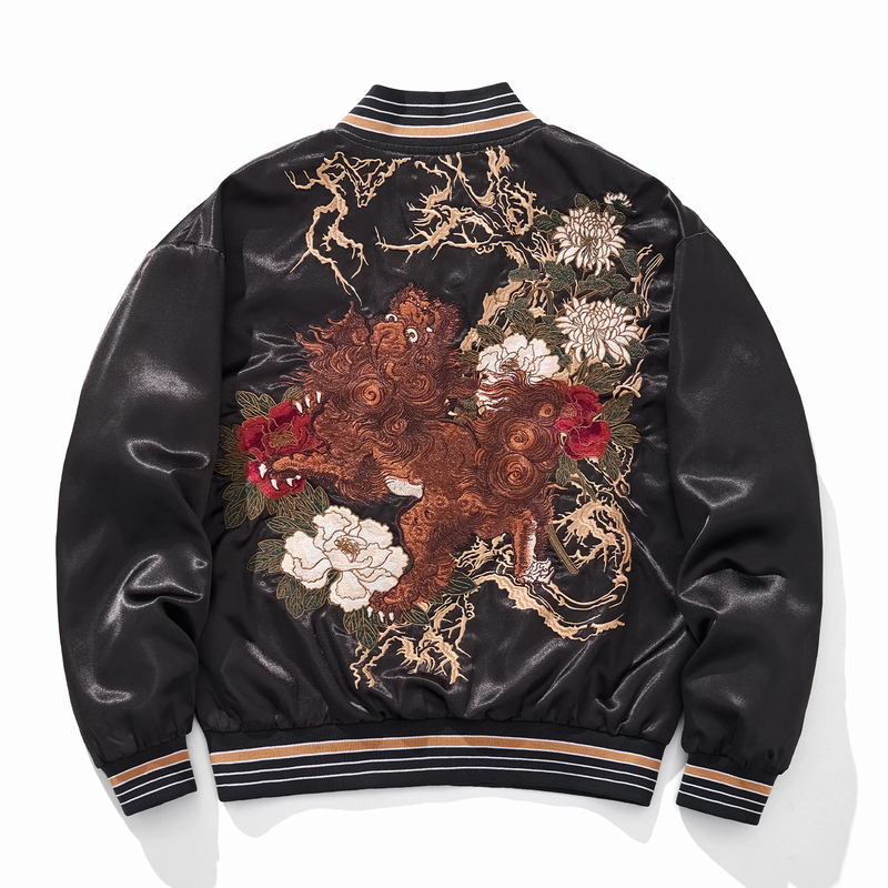 Sukajan Spring and Autumn New Heavy Embroidery Kirin Jacket Baseball Uniform National Trend Embroidered Men's Coat Top Sukajan Spring and Autumn New Heavy Embroidery Kirin Jacket Baseball Uniform National Trend Embroidered Men's Coat Top